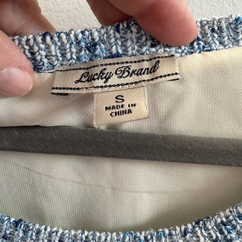 NWOT Lucky Brand Crochet Sweater Sheer Top S - Picture 2 of 3